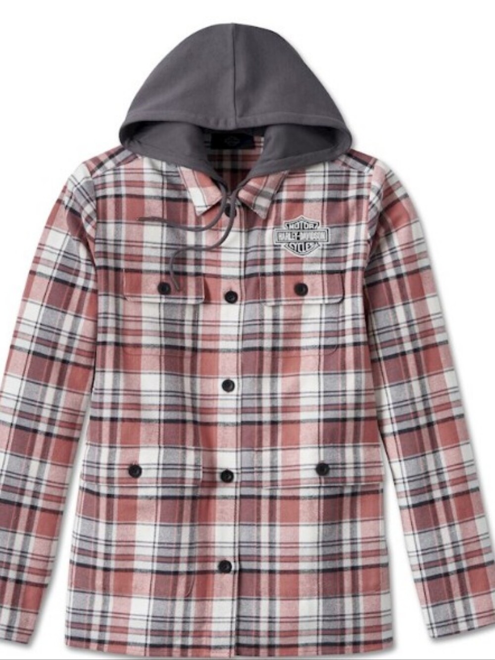 Harley-Davidson Rose Pink Plaid Hooded Utility Jacket - Picture 2 of 13